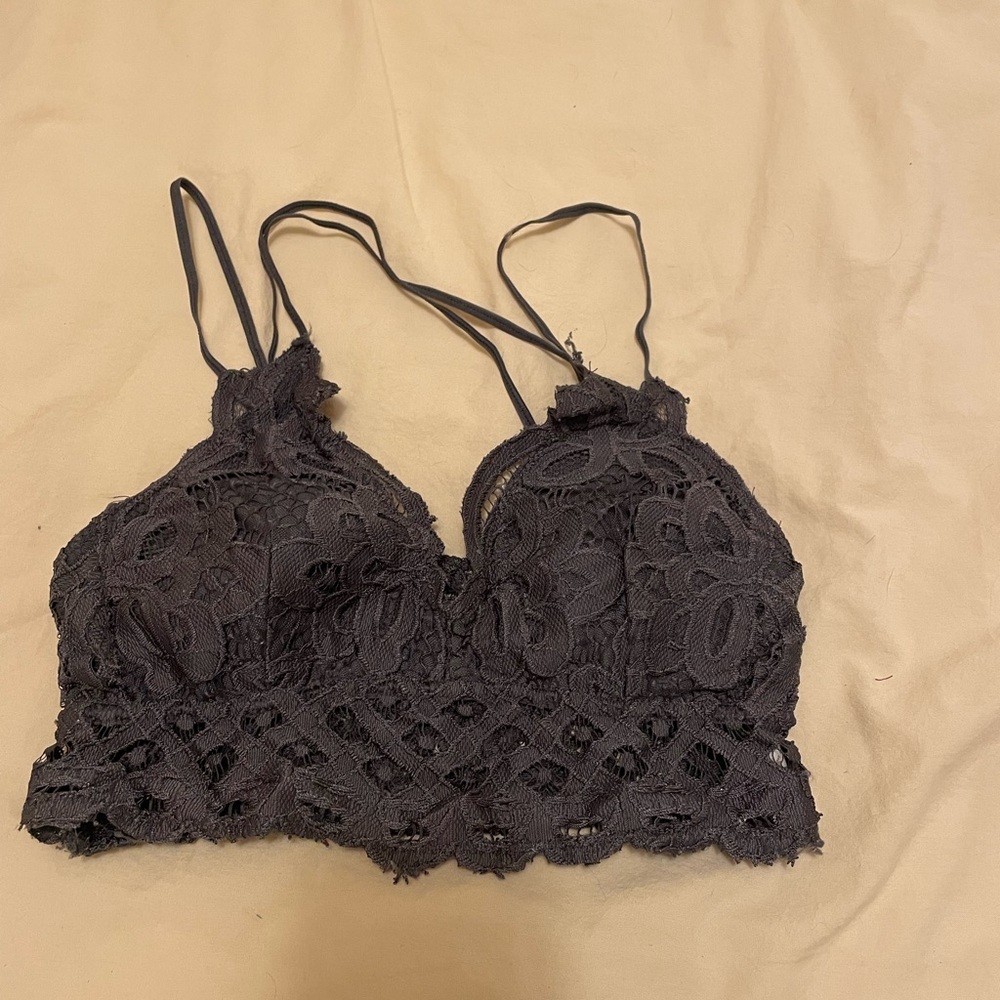 Dark grey lace bralette